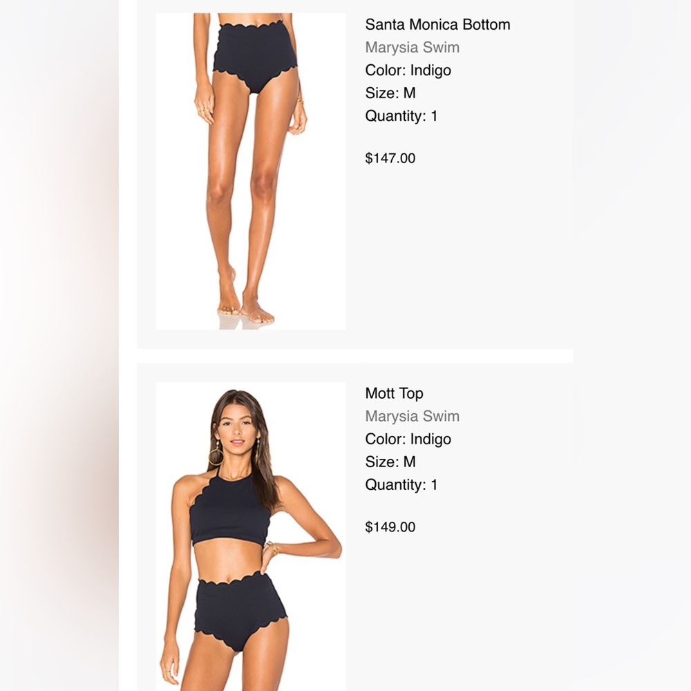Marysia Swim Indigo Mott Top and Santa Monica high waist bottoms